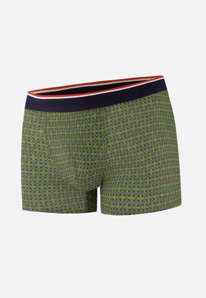 Boxer vert à motif ornement en coton - Marius Ornement Veronese