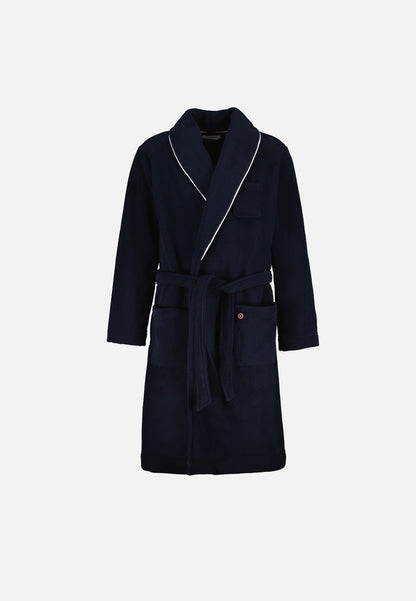 Men's warm navy blue dressing gown with shawl collar - Devy En Polaire Marine