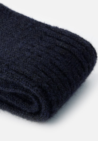 Navy blue mid-calf socks in Scottish yarn - Pair of Navy Mid-Calf Socks in Scottish Yarn