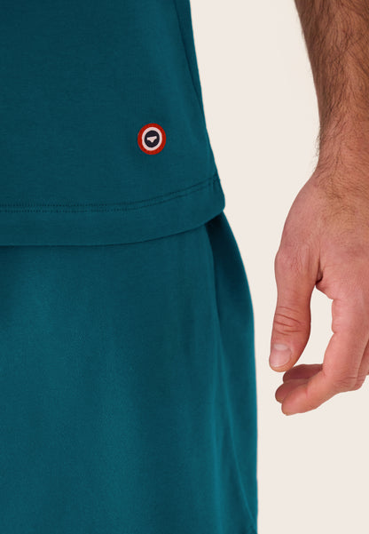 Men's short-sleeved blue cotton T-shirt - Formidable Teal