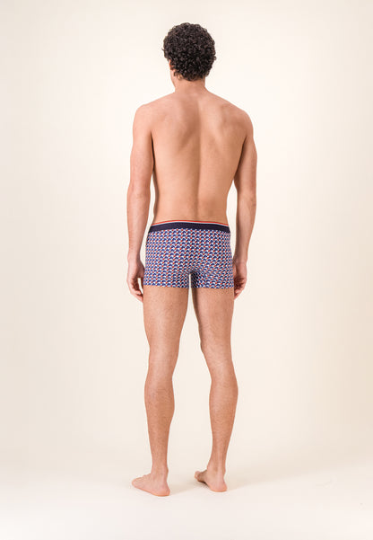 Lot de 3 boxers en coton - Boxers Puzzle Bleu Acier Brique