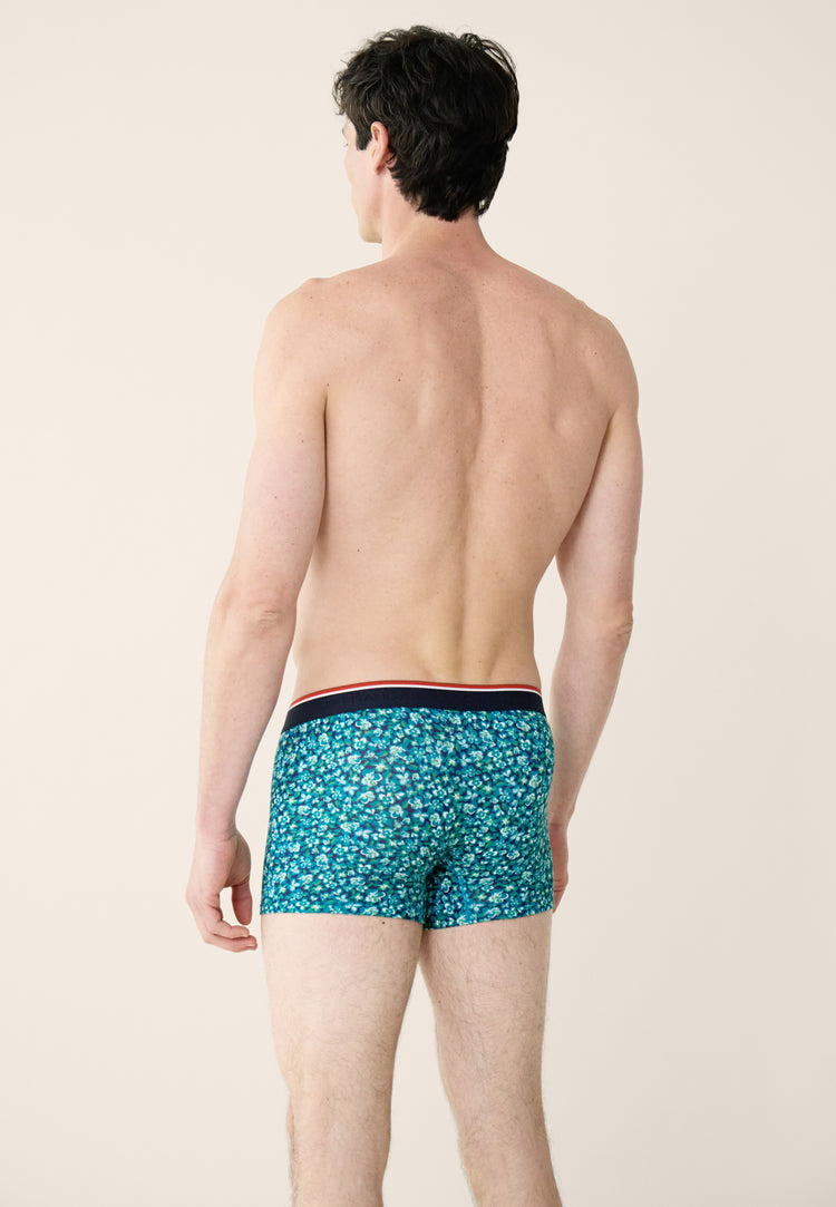 Boxer à fleur bleu en coton - Marius Hibiscus Mint Green - Le Slip Français - 3