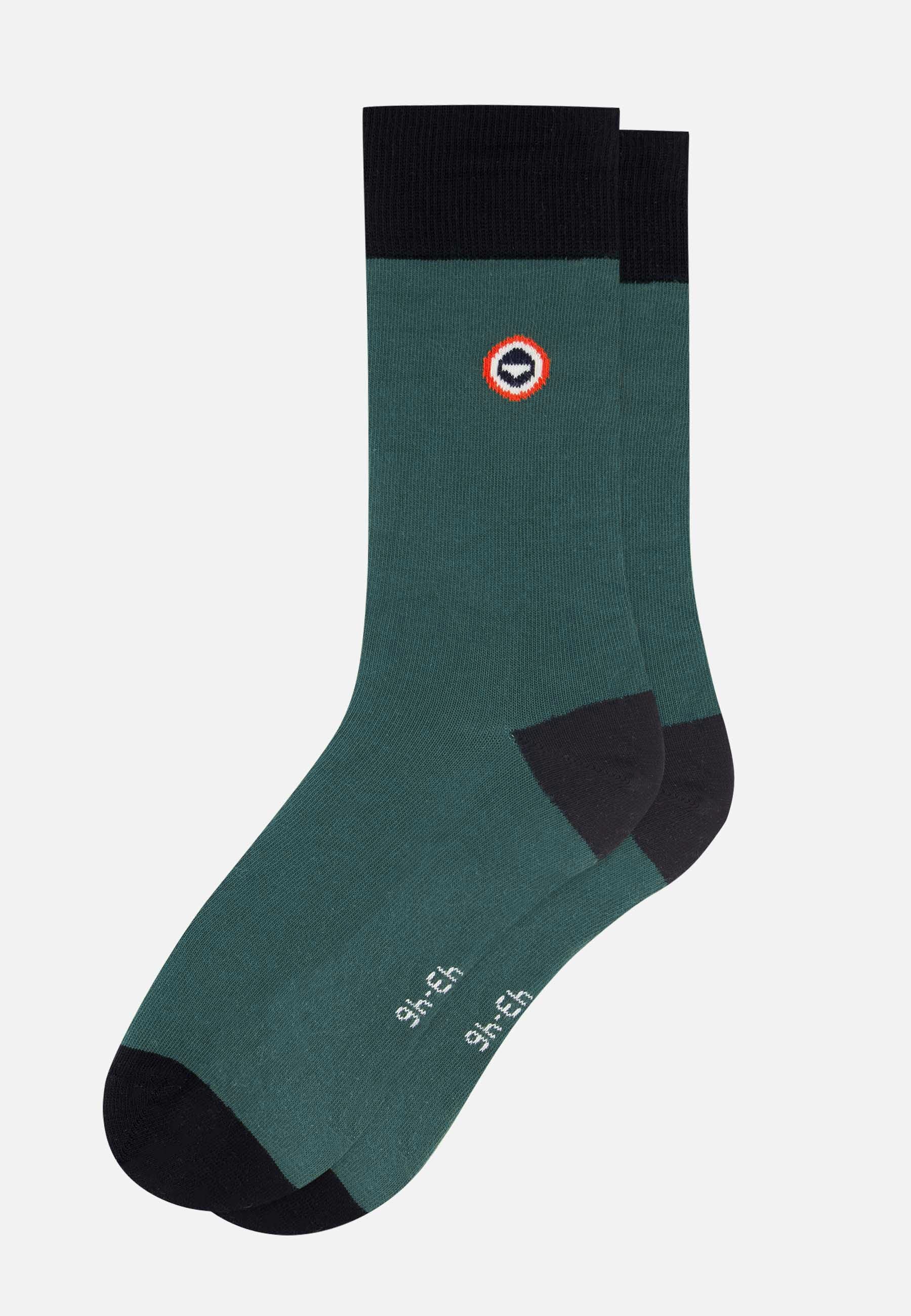 Chaussettes mi-hautes vert en coton - Robuste Vert Forêt Noir