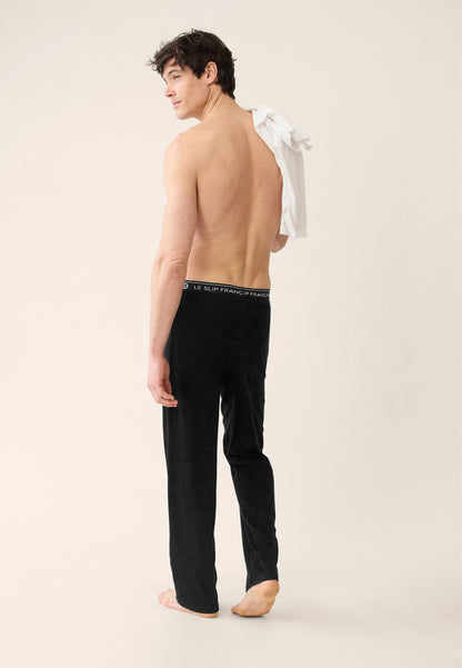 Men's long black cotton pajama bottoms - Indomptable Noir