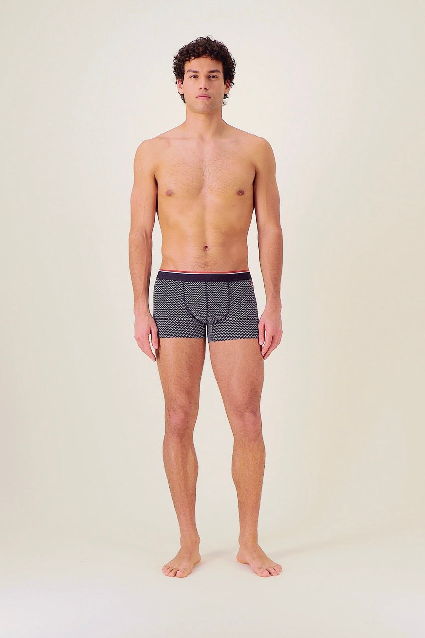 Blue striped cotton boxer shorts - Marius Chevron
