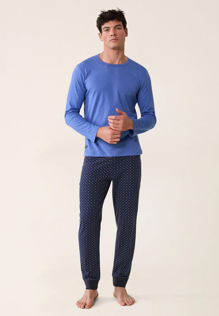 Cotton T-shirt and Trousers Pajamas Set - Le Slip Français - 3