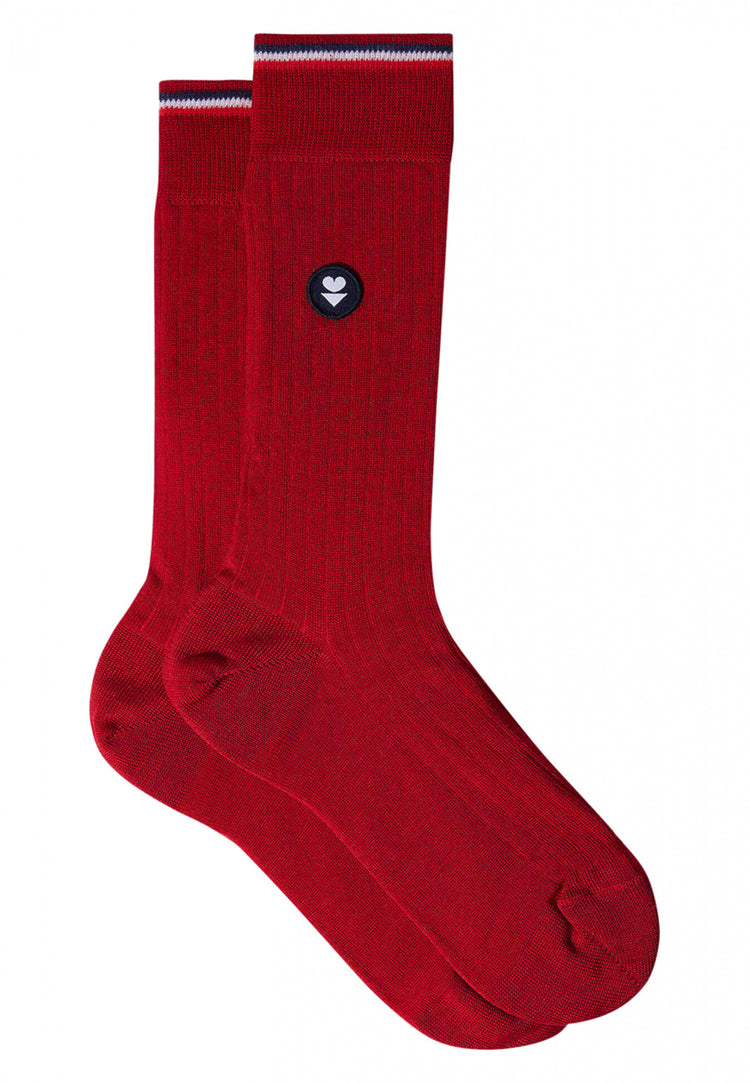 Mid-height red lisle socks - Le Slip Français - 4