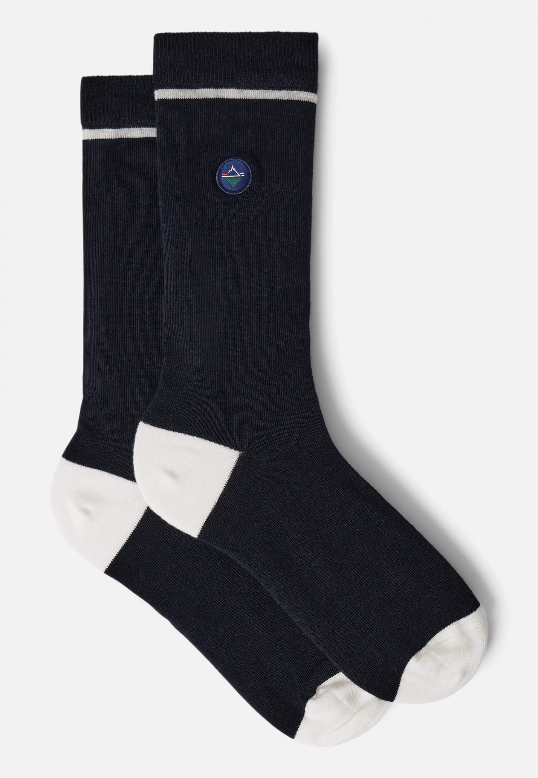 Chaussettes brodées homme MONTLISOCKS marine made in France en coton bio