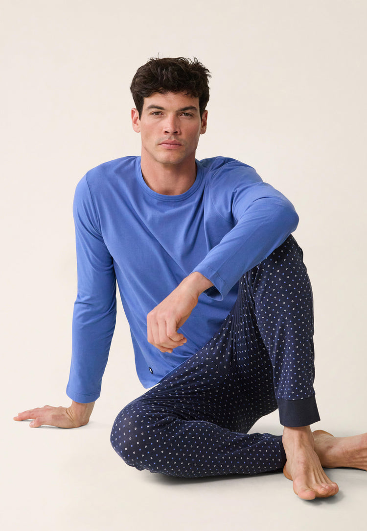 Cotton T-shirt and Trousers Pajamas Set - Le Slip Français - 4