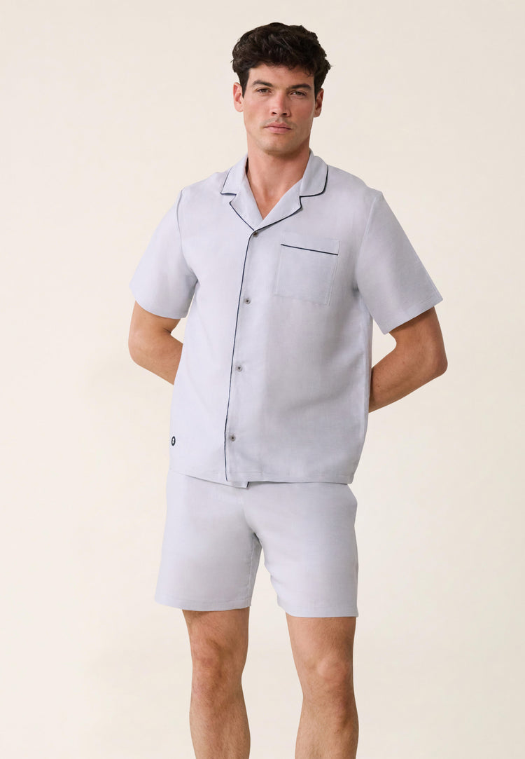 Ensemble pyjama chemise et short en coton et lin - Le Slip Français - 1