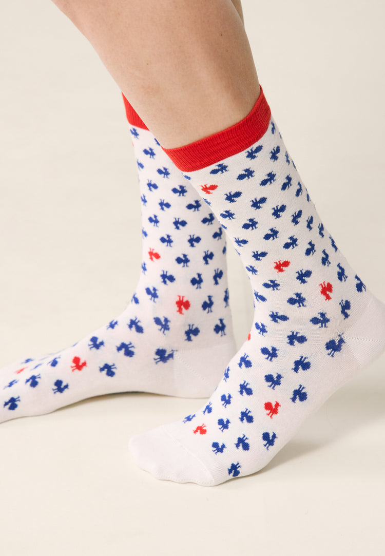 Chaussettes Sport Coeur Bleu Blanc Rouge - Made in France - Cocorico